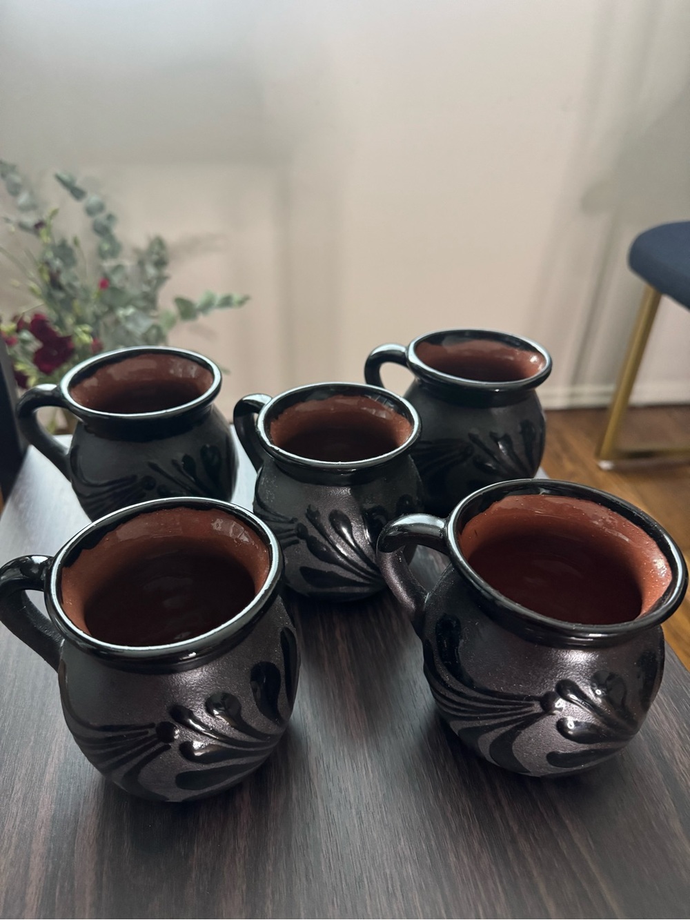 Handcrafted Mexican Clay Jarrito Mugs- set of 5